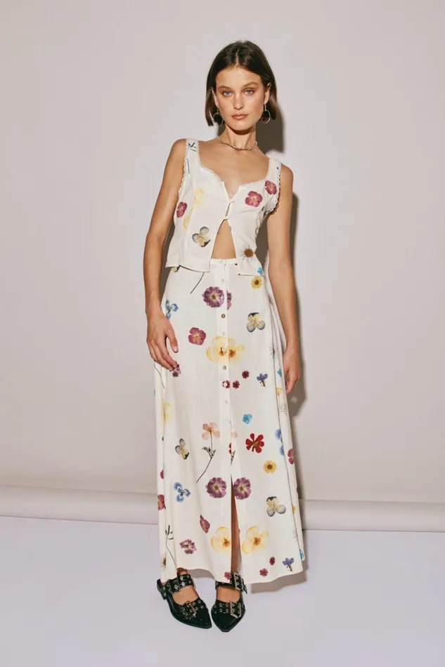 VRG GRL Sets Love Language Midi Skirt Floral 8211 Women