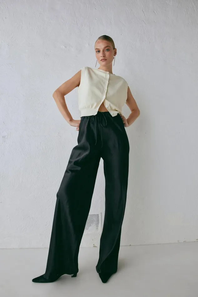 VRG GRL Sets Rae Satin Pants Black 8211 Women