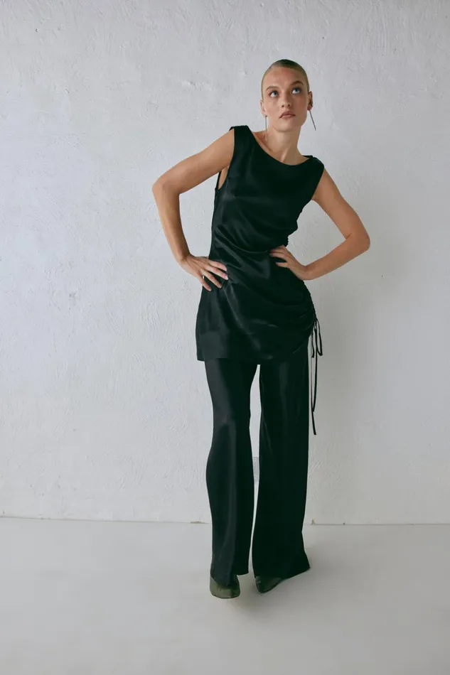 VRG GRL Sets Rae Satin Pants Black 8211 Women VRG GRL Sets Rae Satin Pants Black 8211 Women