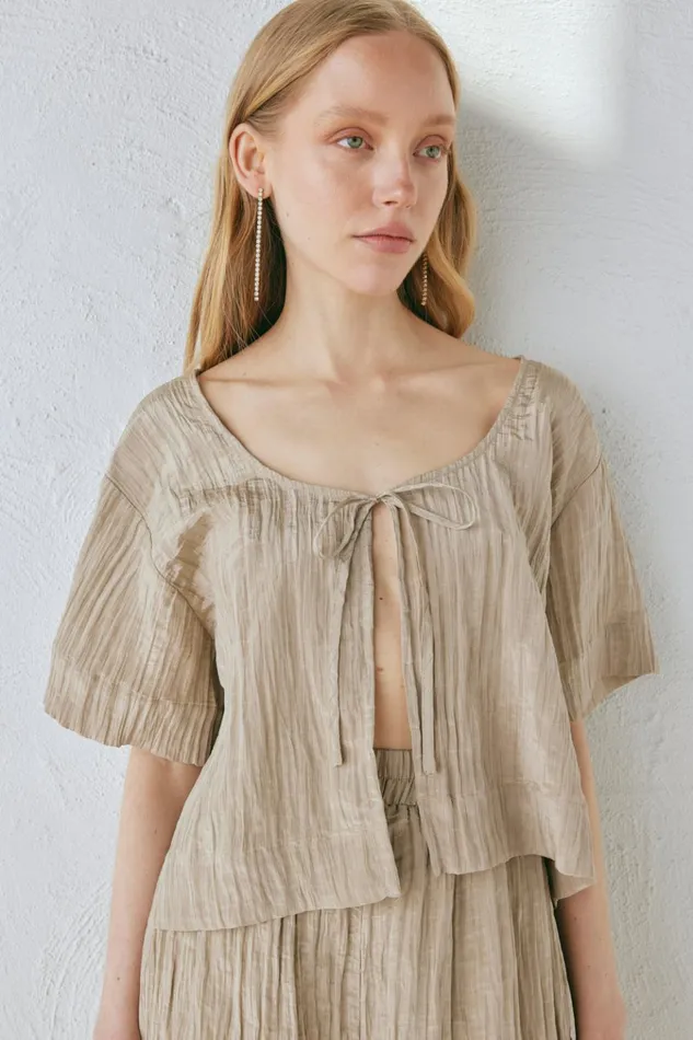 VRG GRL Sets The Sea and I Smock Top Taupe 8211 Women