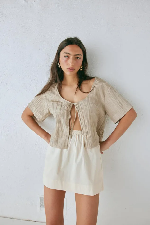 VRG GRL Sets The Sea and I Smock Top Taupe 8211 Women VRG GRL Sets The Sea and I Smock Top Taupe 8211 Women