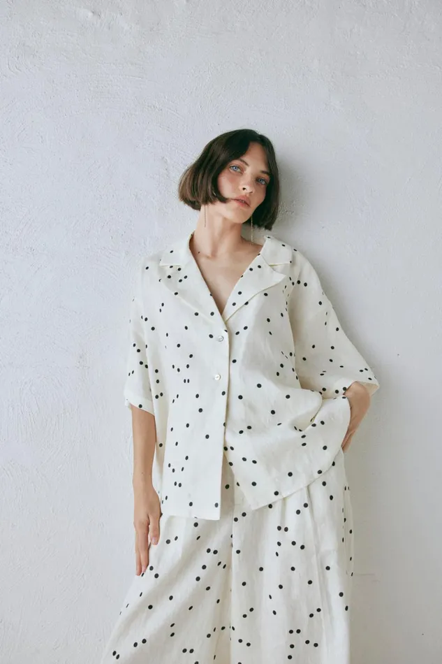 VRG GRL Shirts Anke Linen Shirt Dot 8211 Women VRG GRL Shirts Anke Linen Shirt Dot 8211 Women