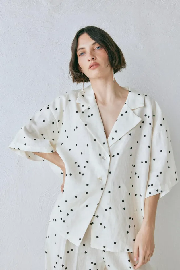 VRG GRL Shirts Anke Linen Shirt Dot 8211 Women VRG GRL Shirts Anke Linen Shirt Dot 8211 Women
