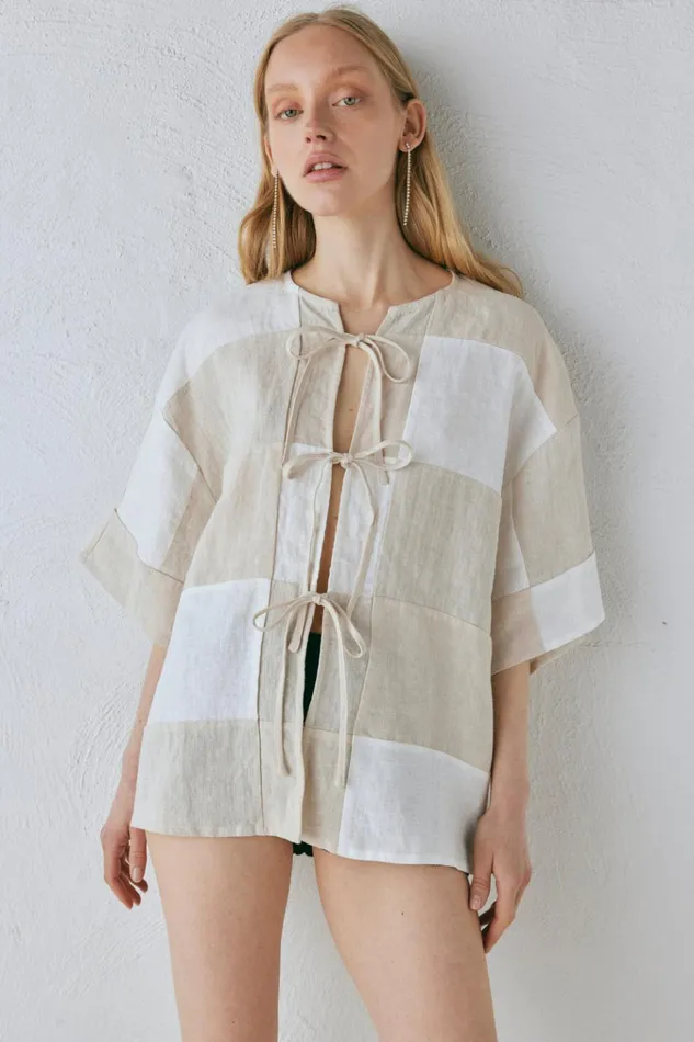 VRG GRL Shirts Naomi Linen Smock Top Natural 8211 Women