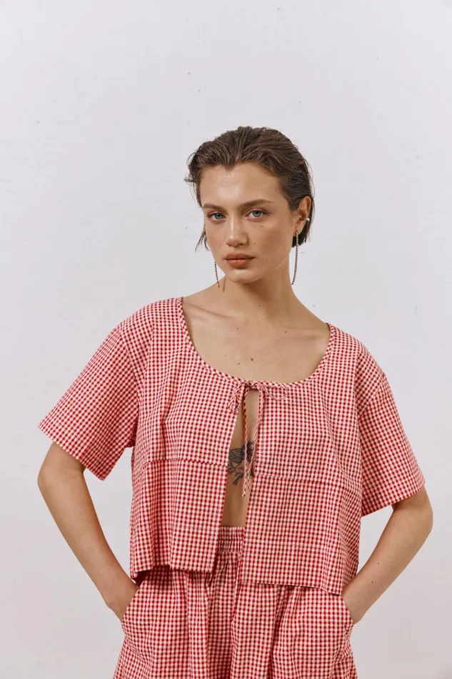 VRG GRL Short Sleeve The Sea and I Smock Top Red 8211 Women