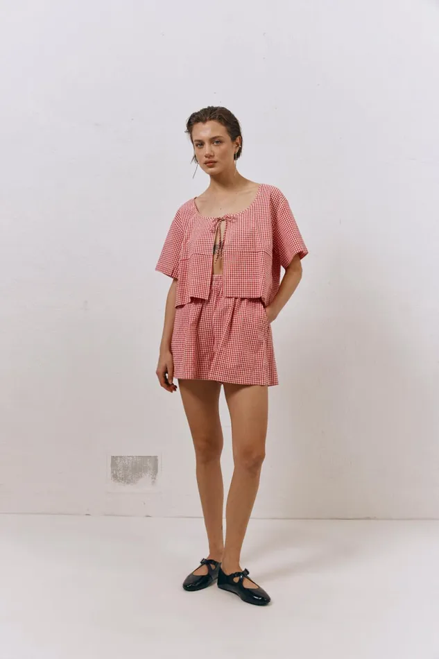 VRG GRL Short Sleeve The Sea and I Smock Top Red 8211 Women VRG GRL Short Sleeve The Sea and I Smock Top Red 8211 Women