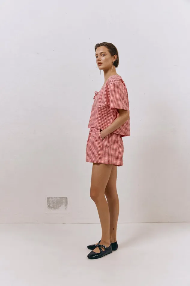 VRG GRL Short Sleeve The Sea and I Smock Top Red 8211 Women VRG GRL Short Sleeve The Sea and I Smock Top Red 8211 Women