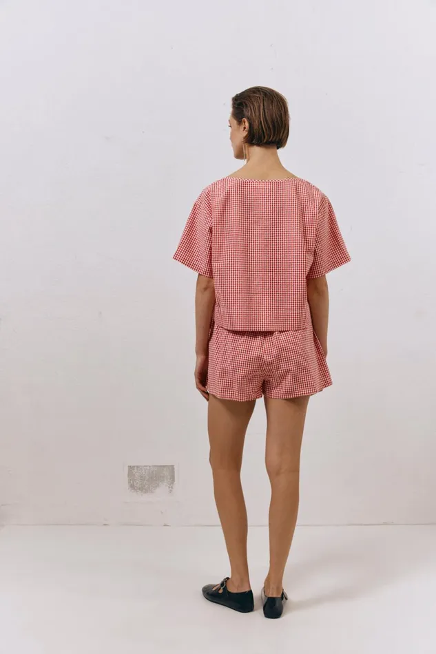 VRG GRL Short Sleeve The Sea and I Smock Top Red 8211 Women VRG GRL Short Sleeve The Sea and I Smock Top Red 8211 Women
