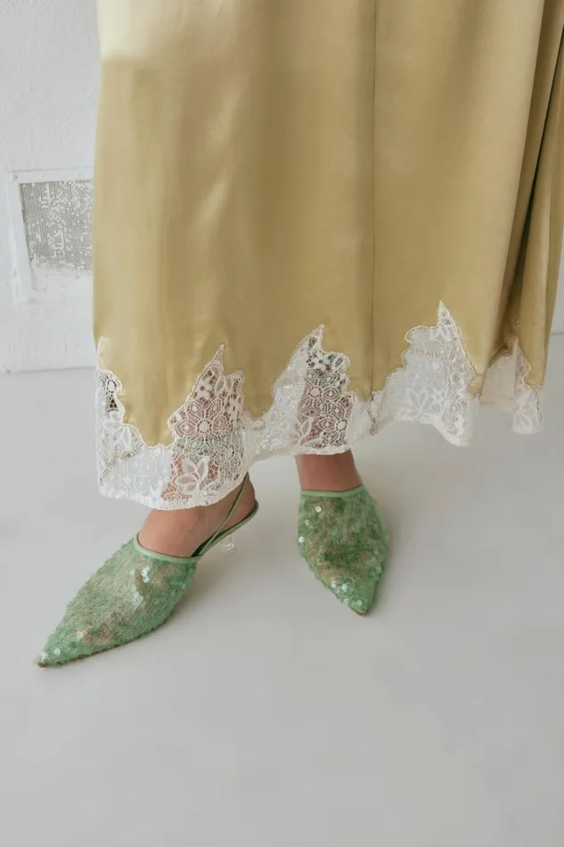 VRG GRL Skirts Aisla Satin Midi Skirt Sage 8211 Women VRG GRL Skirts Aisla Satin Midi Skirt Sage 8211 Women