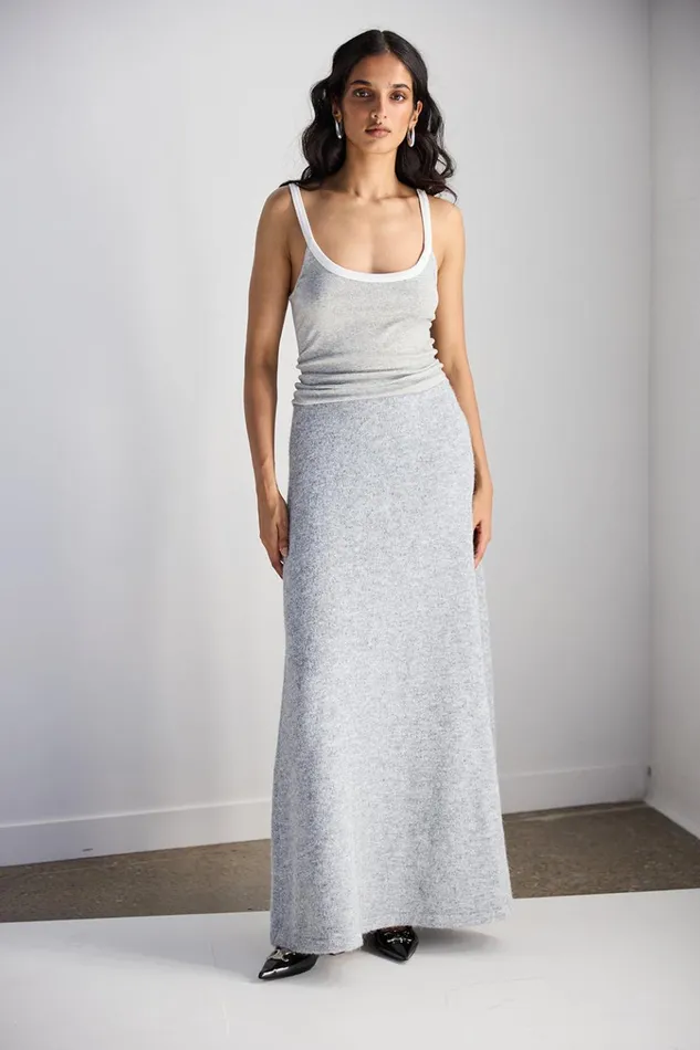 VRG GRL Skirts Lya Knit Maxi Skirt Grey Marle 8211 Women VRG GRL Skirts Lya Knit Maxi Skirt Grey Marle 8211 Women