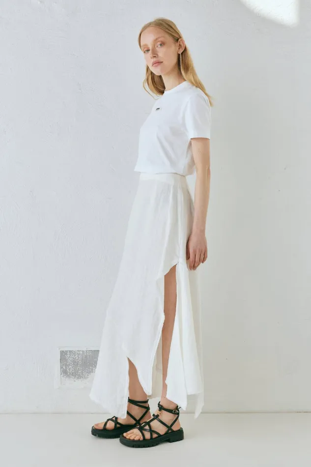 VRG GRL Skirts Mabel Linen Midi Skirt White 8211 Women VRG GRL Skirts Mabel Linen Midi Skirt White 8211 Women