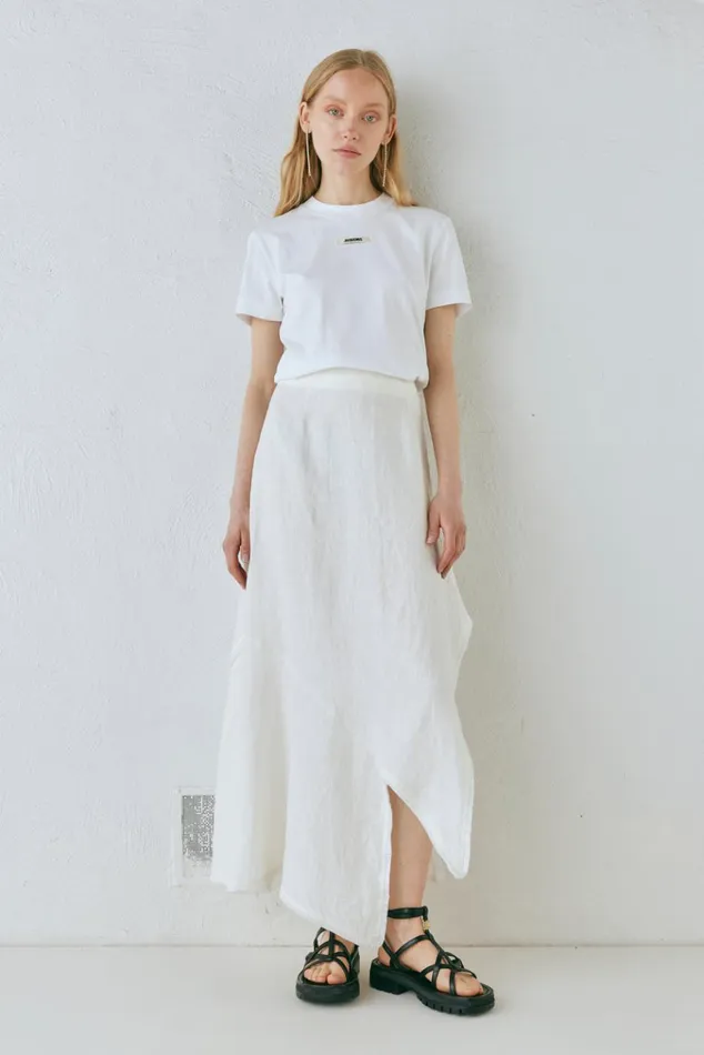 VRG GRL Skirts Mabel Linen Midi Skirt White 8211 Women VRG GRL Skirts Mabel Linen Midi Skirt White 8211 Women