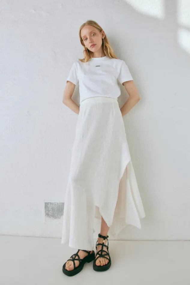 VRG GRL Skirts Mabel Linen Midi Skirt White 8211 Women VRG GRL Skirts Mabel Linen Midi Skirt White 8211 Women
