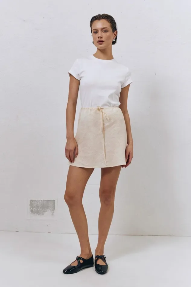 VRG GRL Skirts The Way To San Jose Bias Cut Linen Mini Skirt Cream 8211 Women