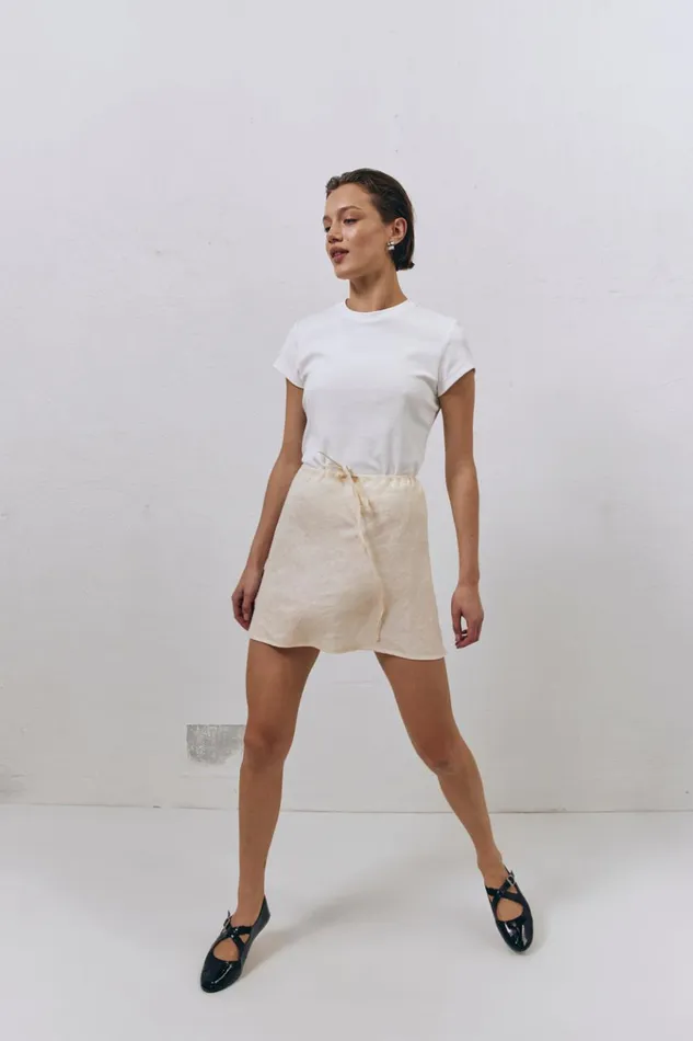 VRG GRL Skirts The Way To San Jose Bias Cut Linen Mini Skirt Cream 8211 Women VRG GRL Skirts The Way To San Jose Bias Cut Linen Mini Skirt Cream 8211 Women