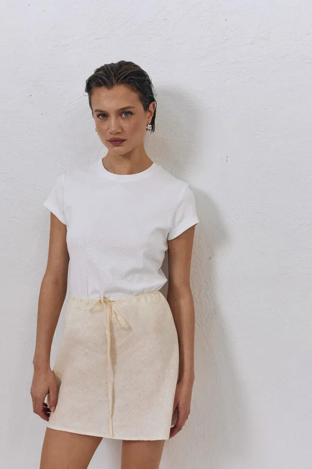 VRG GRL Skirts The Way To San Jose Bias Cut Linen Mini Skirt Cream 8211 Women VRG GRL Skirts The Way To San Jose Bias Cut Linen Mini Skirt Cream 8211 Women