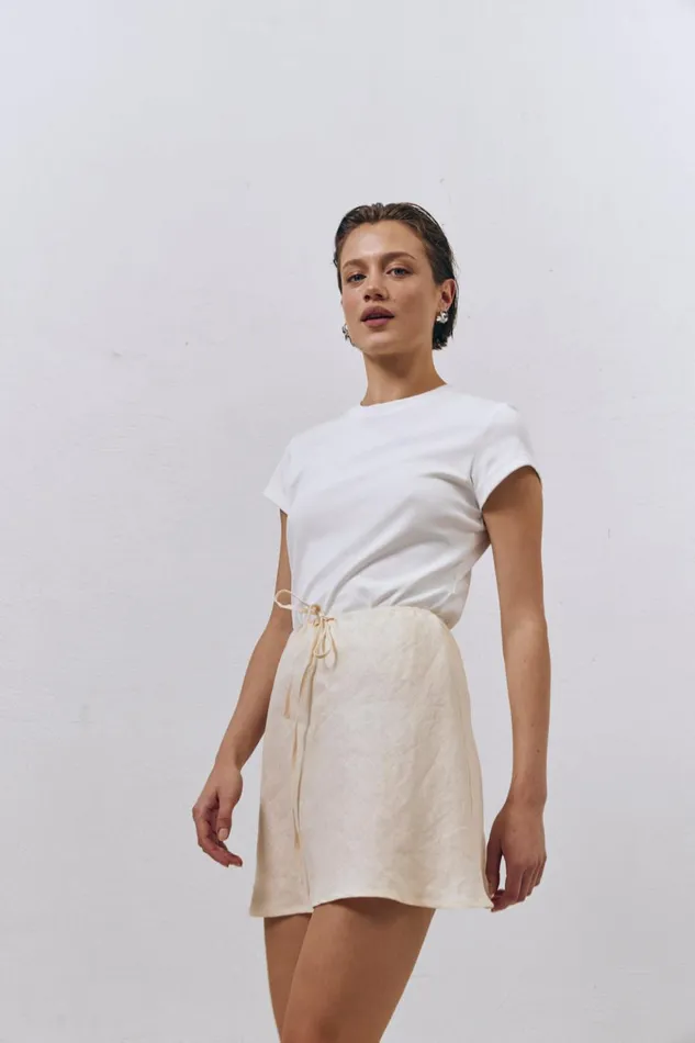 VRG GRL Skirts The Way To San Jose Bias Cut Linen Mini Skirt Cream 8211 Women VRG GRL Skirts The Way To San Jose Bias Cut Linen Mini Skirt Cream 8211 Women