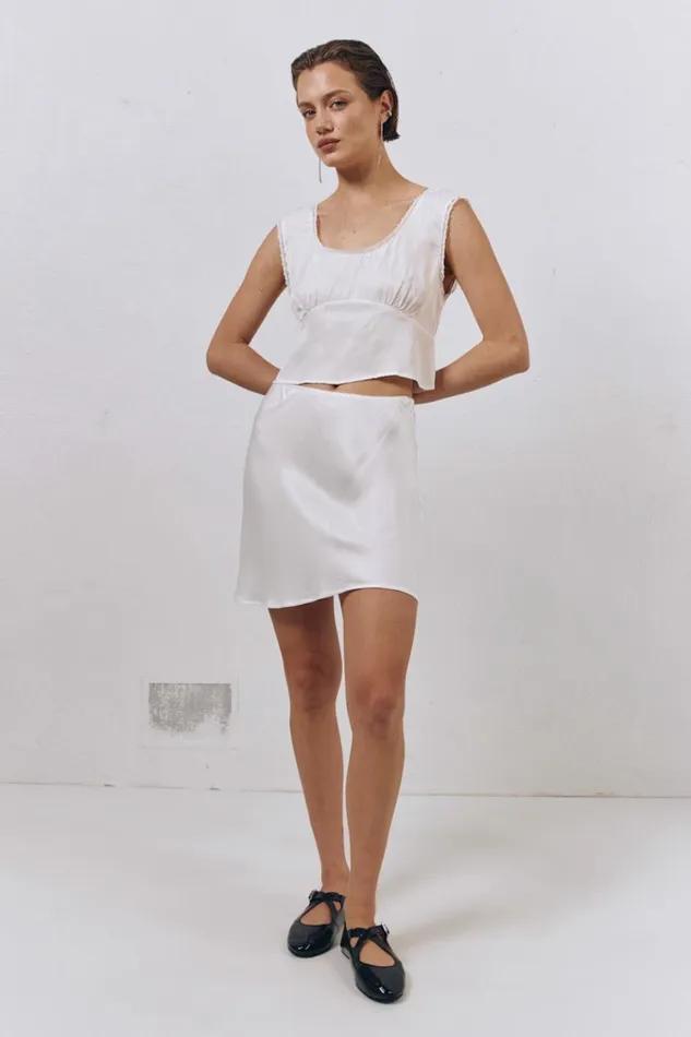 VRG GRL Skirts Vintage Lover Bias Cut Mini Skirt White 8211 Women