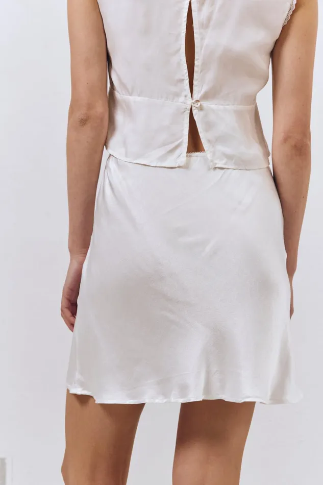 VRG GRL Skirts Vintage Lover Bias Cut Mini Skirt White 8211 Women VRG GRL Skirts Vintage Lover Bias Cut Mini Skirt White 8211 Women