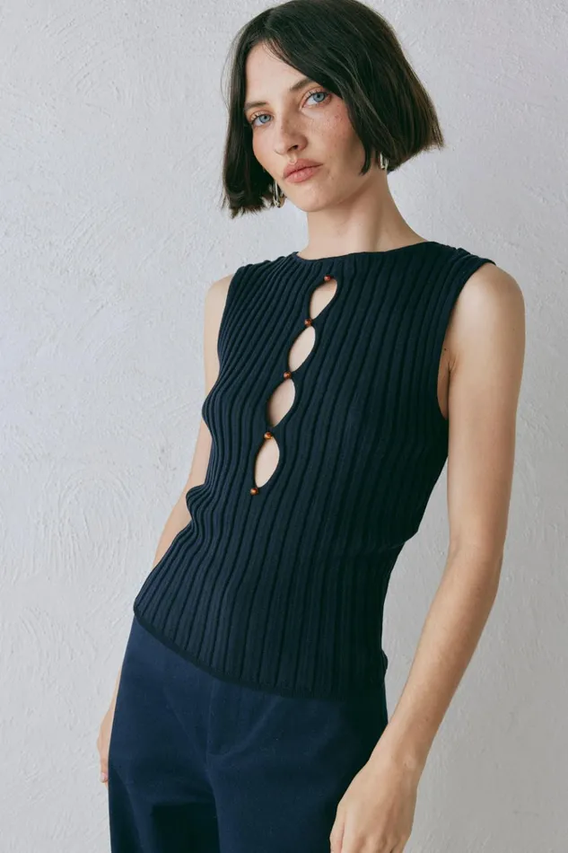 VRG GRL Sleeveless Billie Knit Top Navy 8211 Women