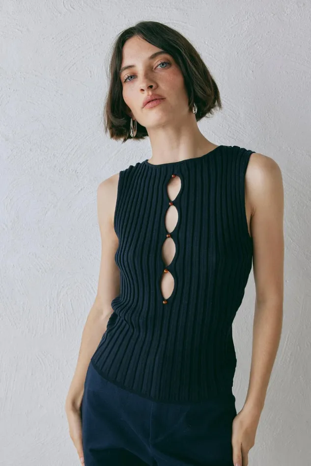VRG GRL Sleeveless Billie Knit Top Navy 8211 Women VRG GRL Sleeveless Billie Knit Top Navy 8211 Women