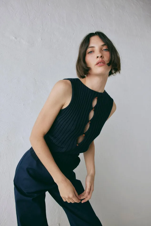 VRG GRL Sleeveless Billie Knit Top Navy 8211 Women VRG GRL Sleeveless Billie Knit Top Navy 8211 Women