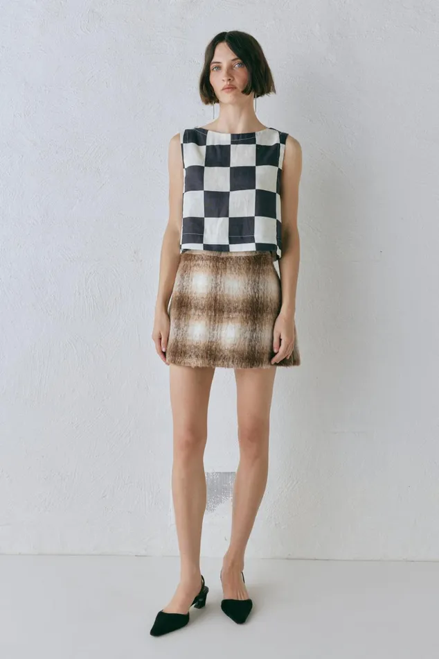 VRG GRL Sleeveless Naya Linen Top Check 8211 Women VRG GRL Sleeveless Naya Linen Top Check 8211 Women