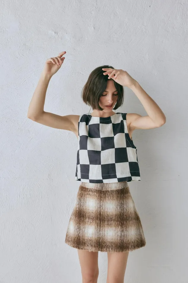 VRG GRL Sleeveless Naya Linen Top Check 8211 Women VRG GRL Sleeveless Naya Linen Top Check 8211 Women