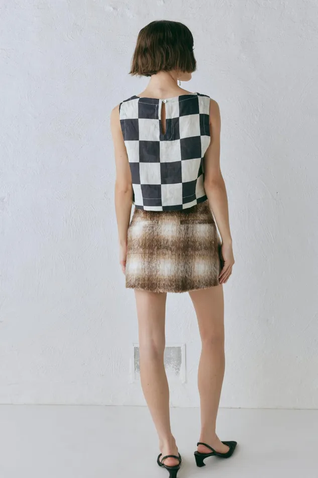 VRG GRL Sleeveless Naya Linen Top Check 8211 Women VRG GRL Sleeveless Naya Linen Top Check 8211 Women