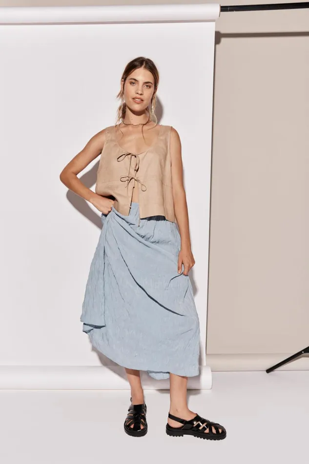 VRG GRL Sleeveless Nessa Linen Smock Top Beige 8211 Women VRG GRL Sleeveless Nessa Linen Smock Top Beige 8211 Women