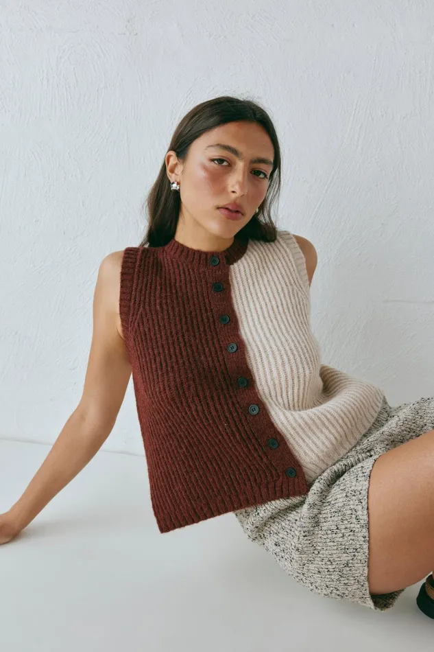 VRG GRL Vests Bridgette Knit Vest Splice 8211 Women VRG GRL Vests Bridgette Knit Vest Splice 8211 Women