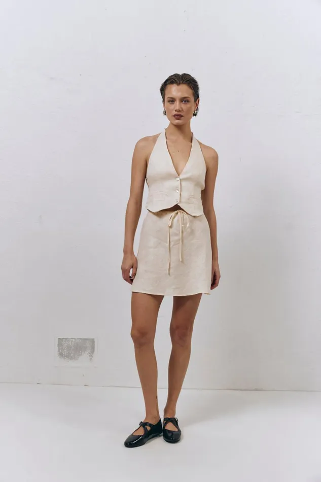 VRG GRL Vests Los Cabos Linen Vest Cream 8211 Women VRG GRL Vests Los Cabos Linen Vest Cream 8211 Women