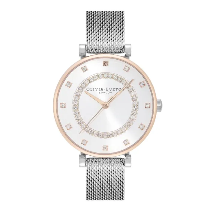 White Dial Watches Women Olivia Burton 32mm Tbar White and Two Tone Mesh Watch White Dial Watches Women Olivia Burton 32mm Tbar White and Two Tone Mesh Watch