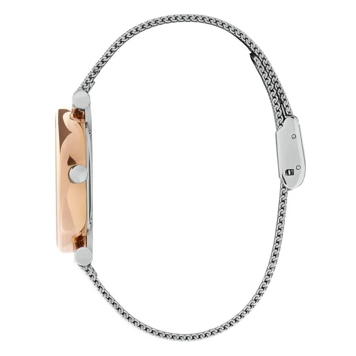 White Dial Watches Women Olivia Burton 32mm Tbar White and Two Tone Mesh Watch