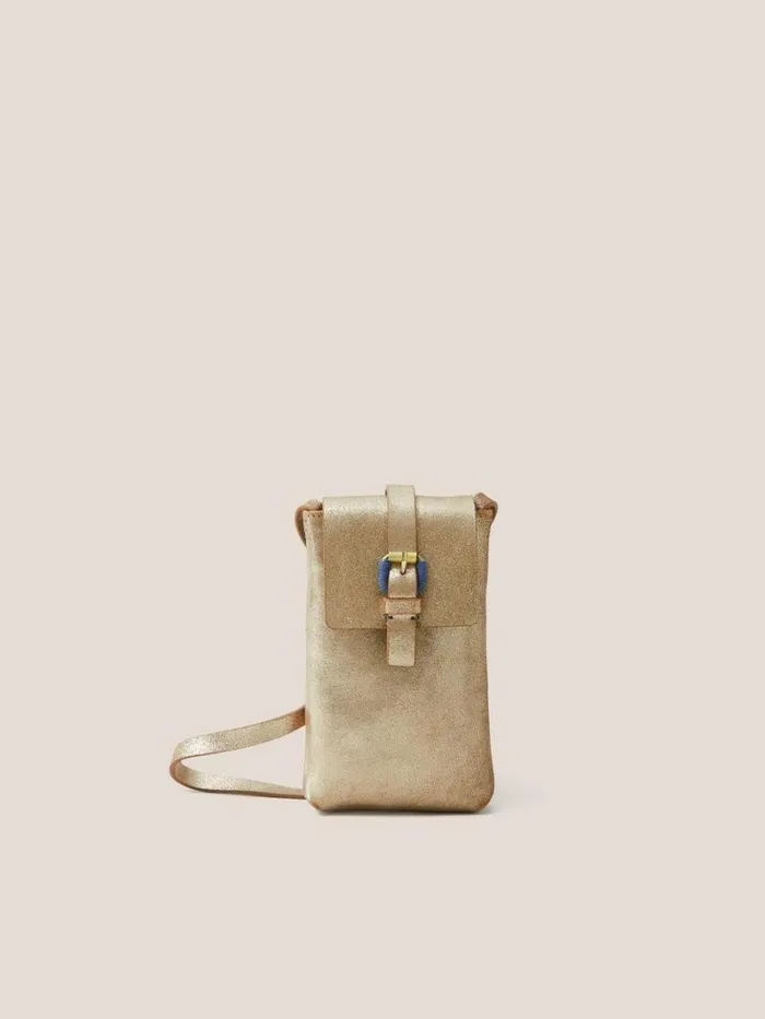White Stuff BAGS and PURSES Clara Buckle Leather Phone Bag Gold Tone Metallic 8211 Women White Stuff BAGS and PURSES Clara Buckle Leather Phone Bag Gold Tone Metallic 8211 Women