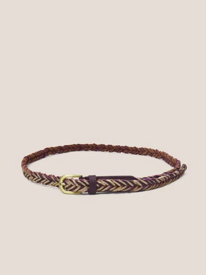 White Stuff BELTS Plaited Leather Skinny Belt Plum Multi 8211 Women White Stuff BELTS Plaited Leather Skinny Belt Plum Multi 8211 Women