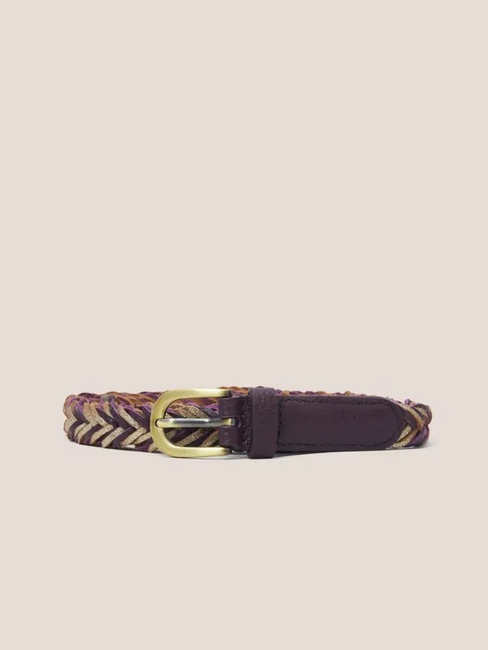 White Stuff BELTS Plaited Leather Skinny Belt Plum Multi 8211 Women White Stuff BELTS Plaited Leather Skinny Belt Plum Multi 8211 Women