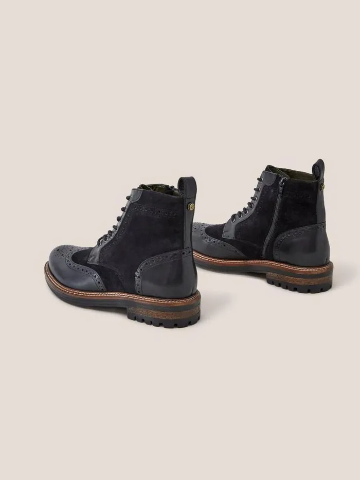 White Stuff BOOTS Brogue Leather Lace Up Boot Pure Black 8211 Men White Stuff BOOTS Brogue Leather Lace Up Boot Pure Black 8211 Men