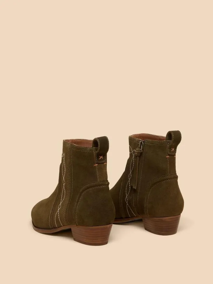 White Stuff BOOTS Cedar Suede Embroidered Boot Khaki Green 8211 Women White Stuff BOOTS Cedar Suede Embroidered Boot Khaki Green 8211 Women