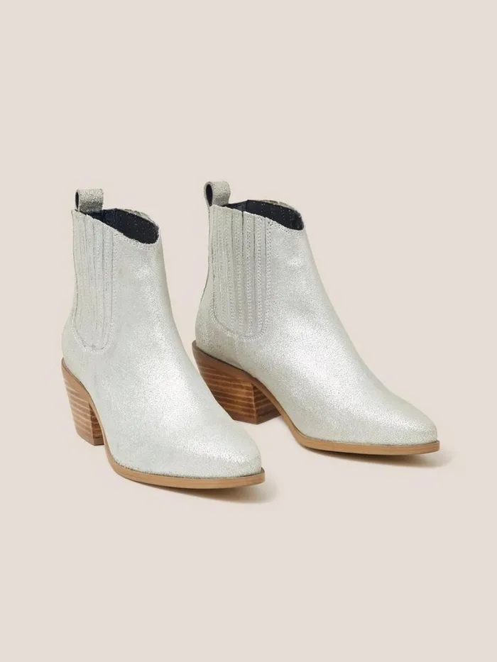 White Stuff BOOTS Cherry Leather Ankle Boot Mixed Metallic 8211 Women