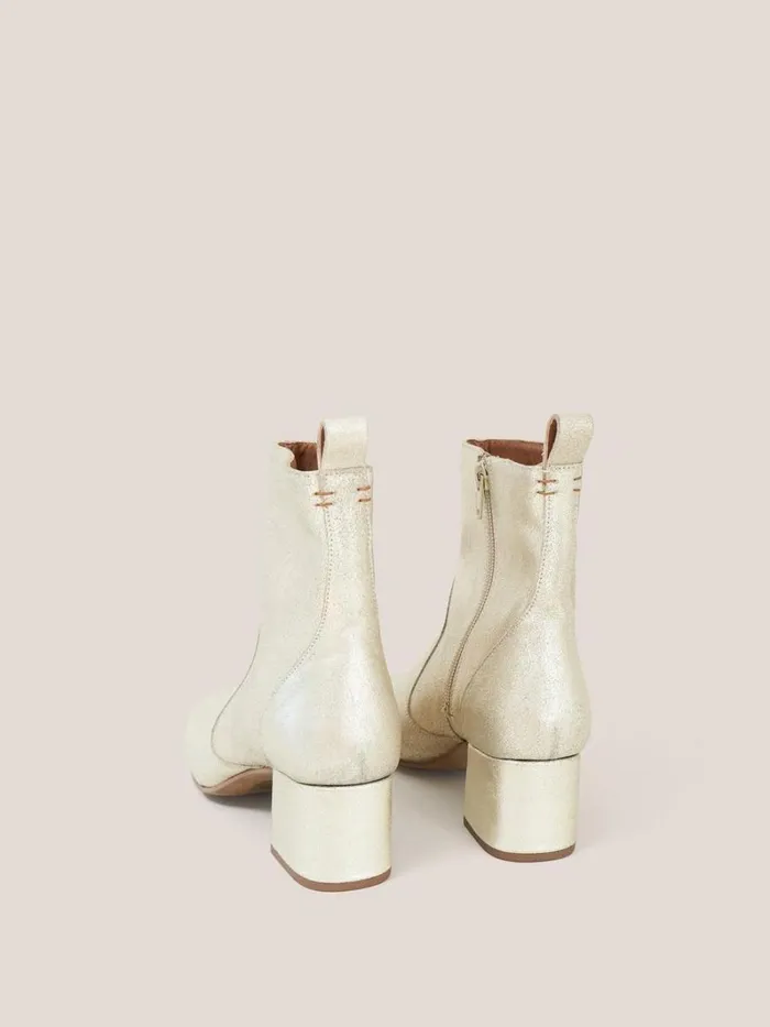 White Stuff BOOTS Cilla Leather Mid Heel Boot Gold Tone Metallic 8211 Women White Stuff BOOTS Cilla Leather Mid Heel Boot Gold Tone Metallic 8211 Women