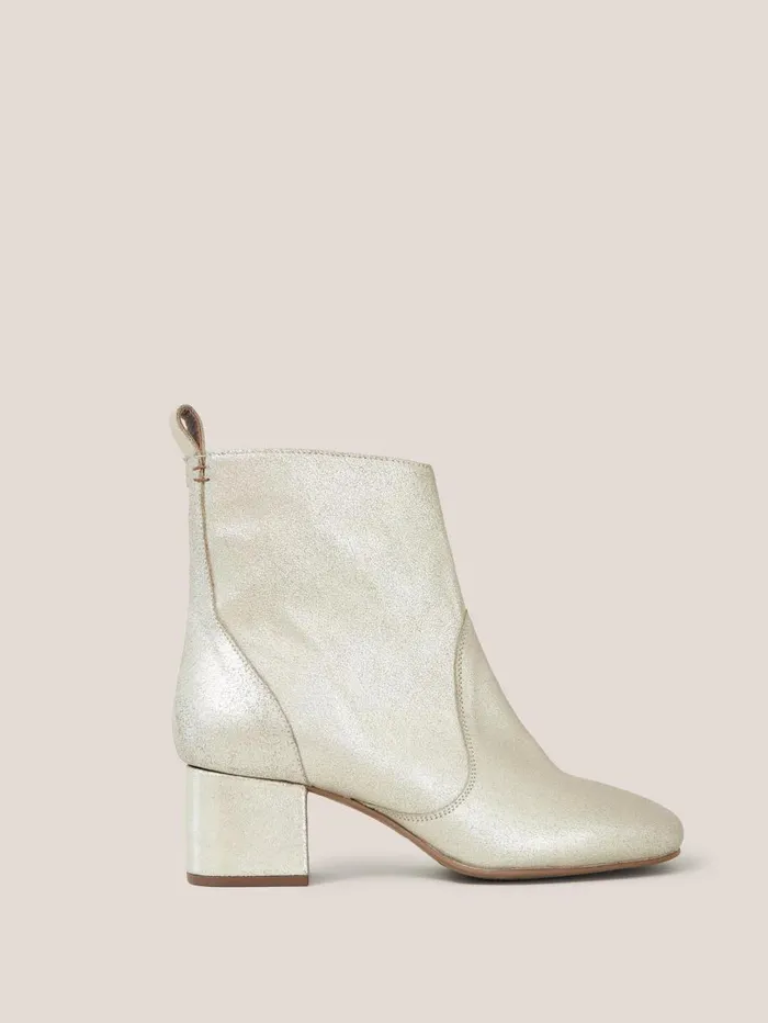 White Stuff BOOTS Cilla Leather Mid Heel Boot Gold Tone Metallic 8211 Women White Stuff BOOTS Cilla Leather Mid Heel Boot Gold Tone Metallic 8211 Women