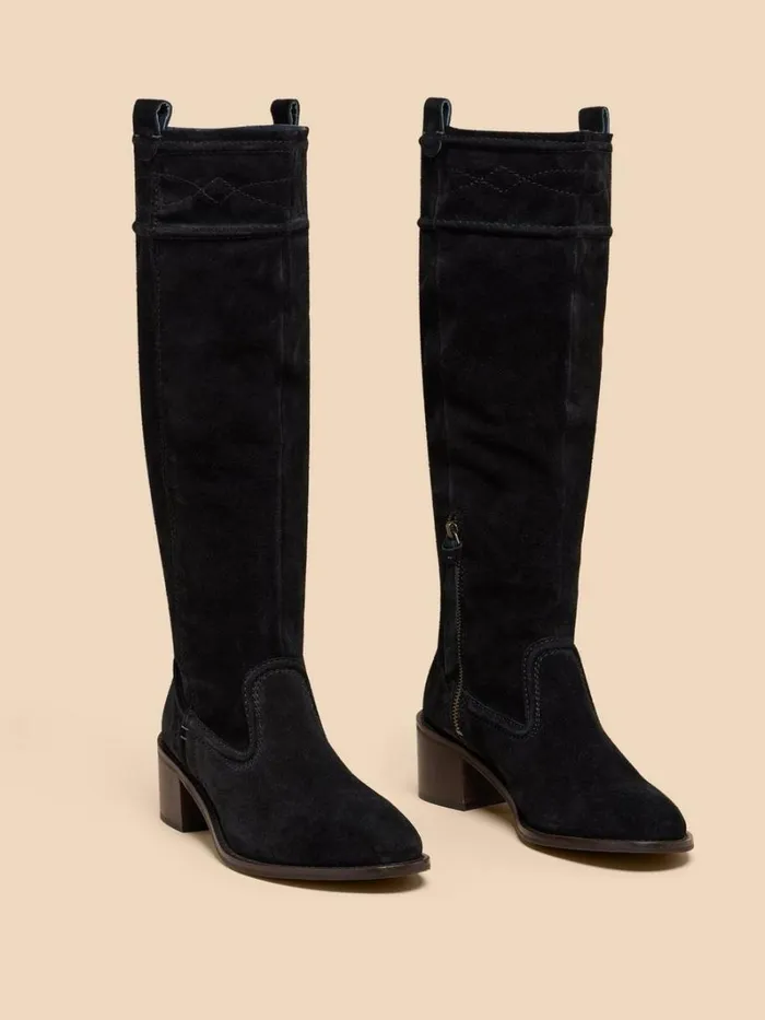 White Stuff BOOTS Connie Suede Pull On Boot Pure Black 8211 Women