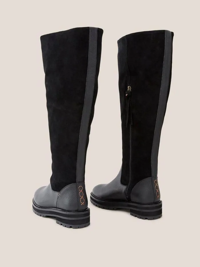 White Stuff BOOTS Enya Leather Fur Knee Boot Pure Black 8211 Women White Stuff BOOTS Enya Leather Fur Knee Boot Pure Black 8211 Women