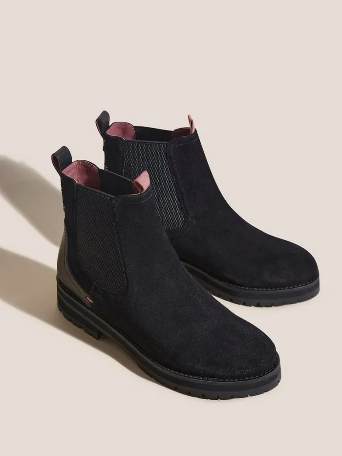 White Stuff BOOTS Esme Chunky Leather Chelsea Boot Pure Black 8211 Women