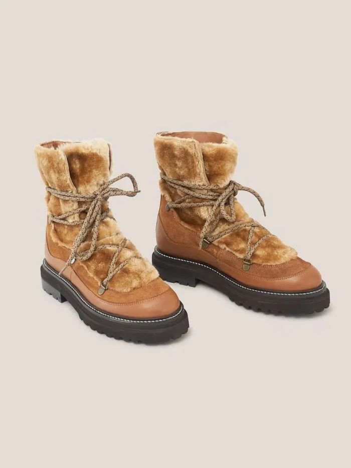 White Stuff BOOTS Hailey Lace Up Hiker Boot Mid Tan 8211 Women