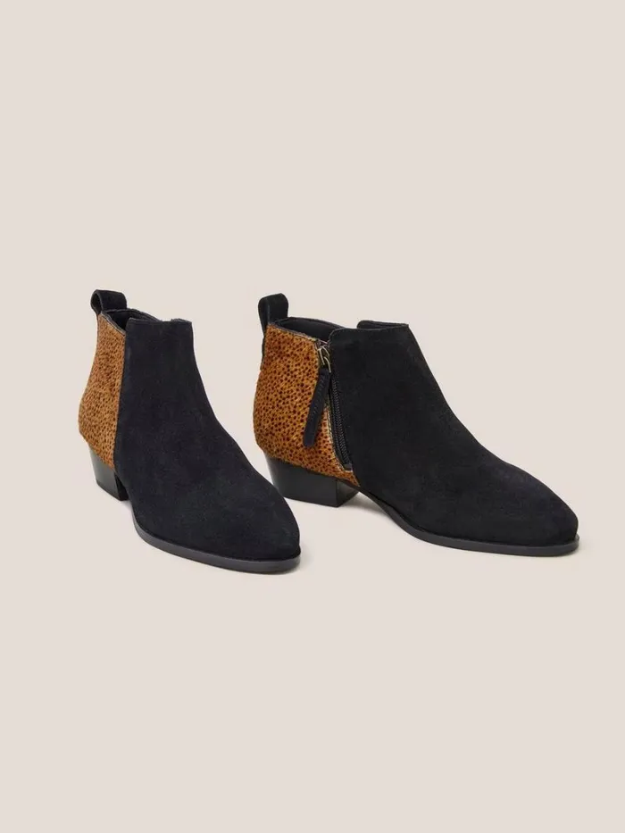 White Stuff BOOTS Wide Fit Suede Pony Ankle Boot Black Print 8211 Women