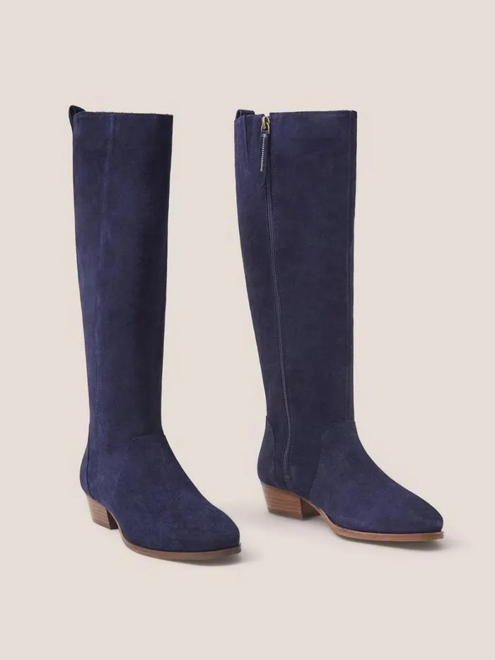 White Stuff BOOTS Willow Suede Knee High Boot Dark Navy 8211 Women