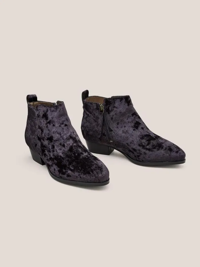 White Stuff BOOTS Willow Velvet Ankle Boot Dk Grey 8211 Women