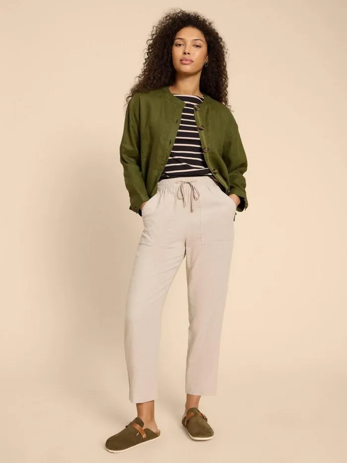 White Stuff COATS and JACKETS Adele Linen Jacket Dark Green 8211 Women